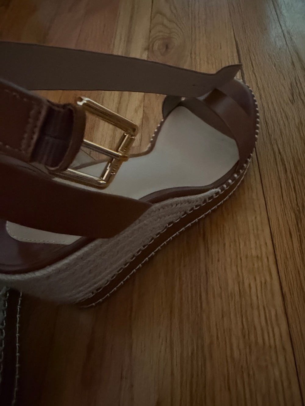 Ralph Lauren Hilarie Brown Leather Ankle Strap Sandals - Picture 6 of 7
